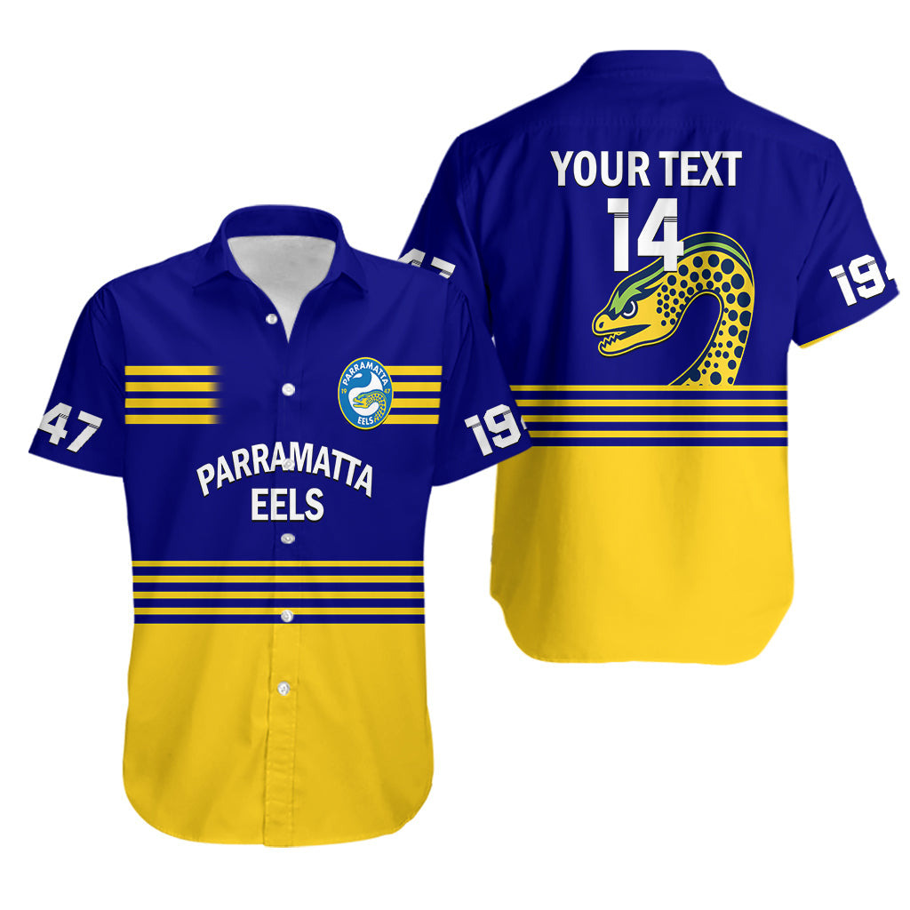 Personalised Eels Rugby Hawaiian Shirt Parramatta 1947 Dynamic Blue - Vibe Hoodie Shop