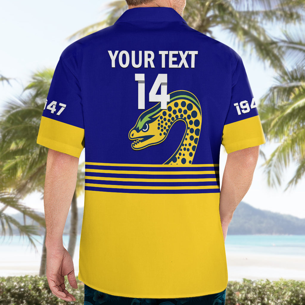 Personalised Eels Rugby Hawaiian Shirt Parramatta 1947 Dynamic Blue - Vibe Hoodie Shop