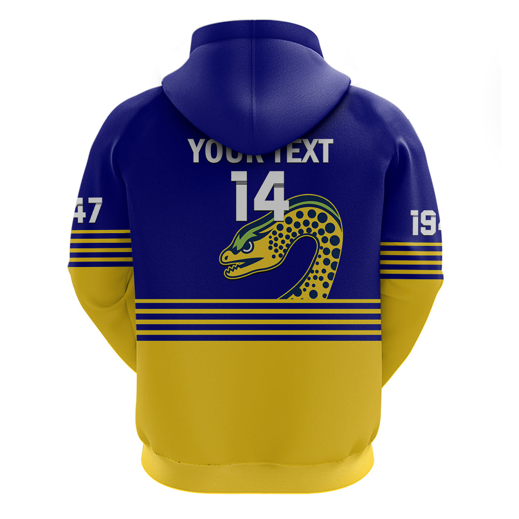 Personalised Eels Rugby Hoodie Parramatta 1947 Dynamic Blue - Vibe Hoodie Shop