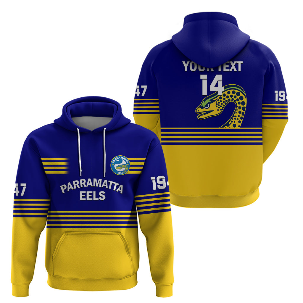 Personalised Eels Rugby Hoodie Parramatta 1947 Dynamic Blue - Vibe Hoodie Shop