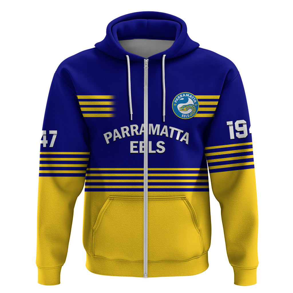 Personalised Eels Rugby Hoodie Parramatta 1947 Dynamic Blue - Vibe Hoodie Shop