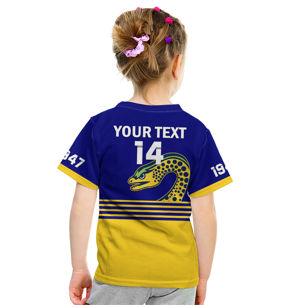 Personalised Eels Rugby Kid T Shirt Parramatta 1947 Dynamic Blue - Vibe Hoodie Shop