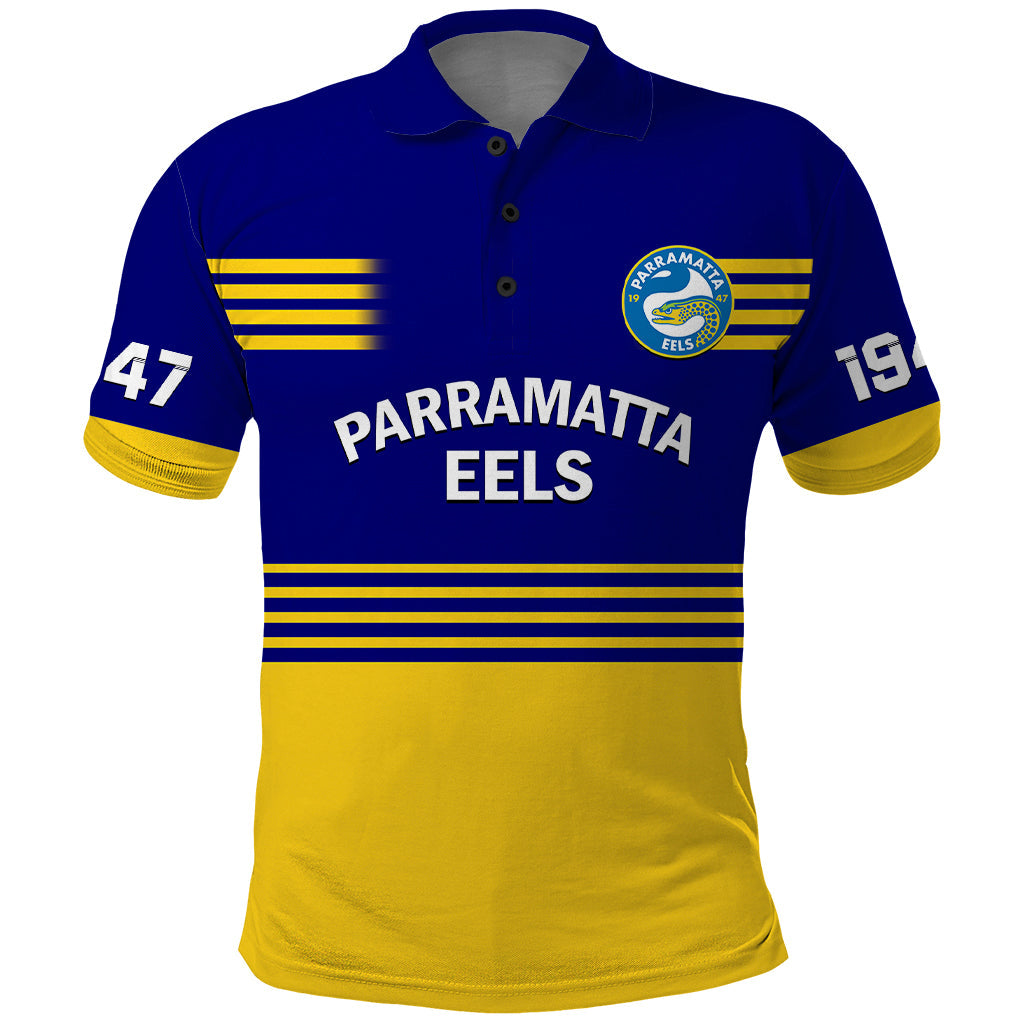 Personalised Eels Rugby Polo Shirt Parramatta 1947 Dynamic Blue - Vibe Hoodie Shop