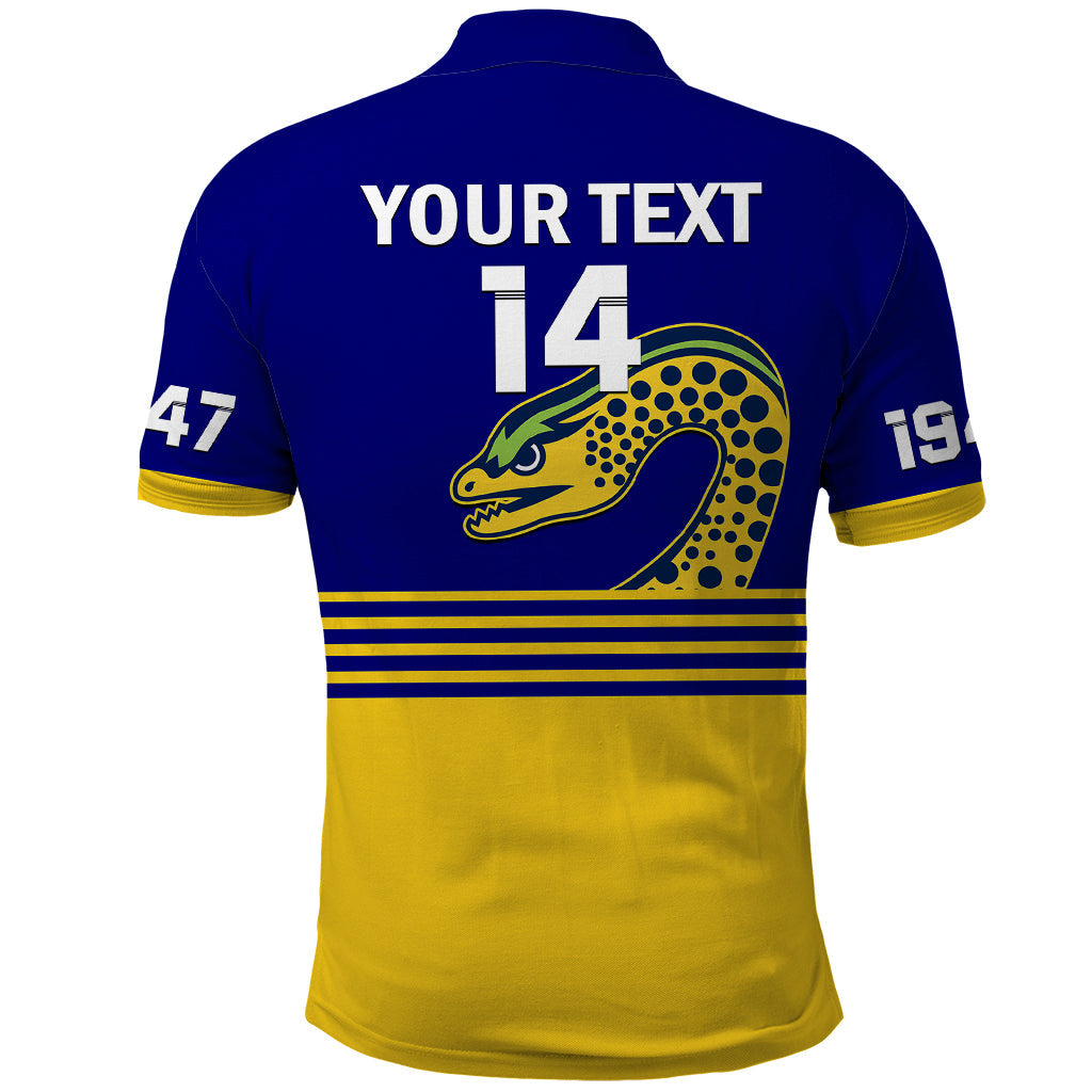 Personalised Eels Rugby Polo Shirt Parramatta 1947 Dynamic Blue - Vibe Hoodie Shop