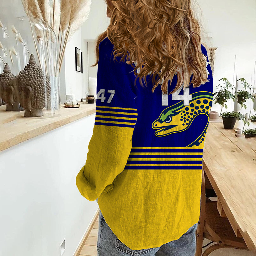 Personalised Eels Rugby Women Casual Shirt Parramatta 1947 Dynamic Blue - Vibe Hoodie Shop