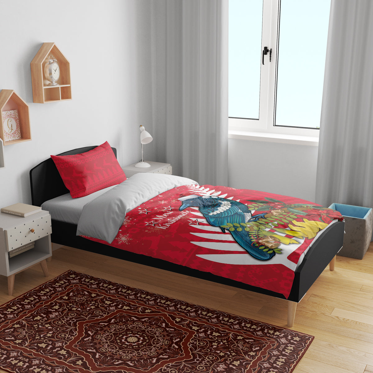 New Zealand Christmas In July Bedding Set Tui Bird With Kowhai Meri Kirihimete - Vibe Hoodie Shop