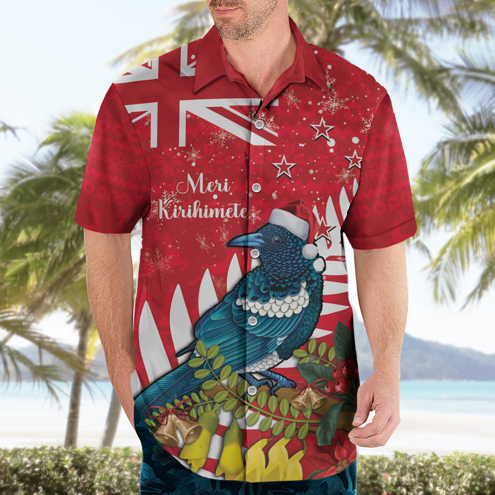 New Zealand Christmas In July Hawaiian Shirt Tui Bird With Kowhai Meri Kirihimete - Vibe Hoodie Shop