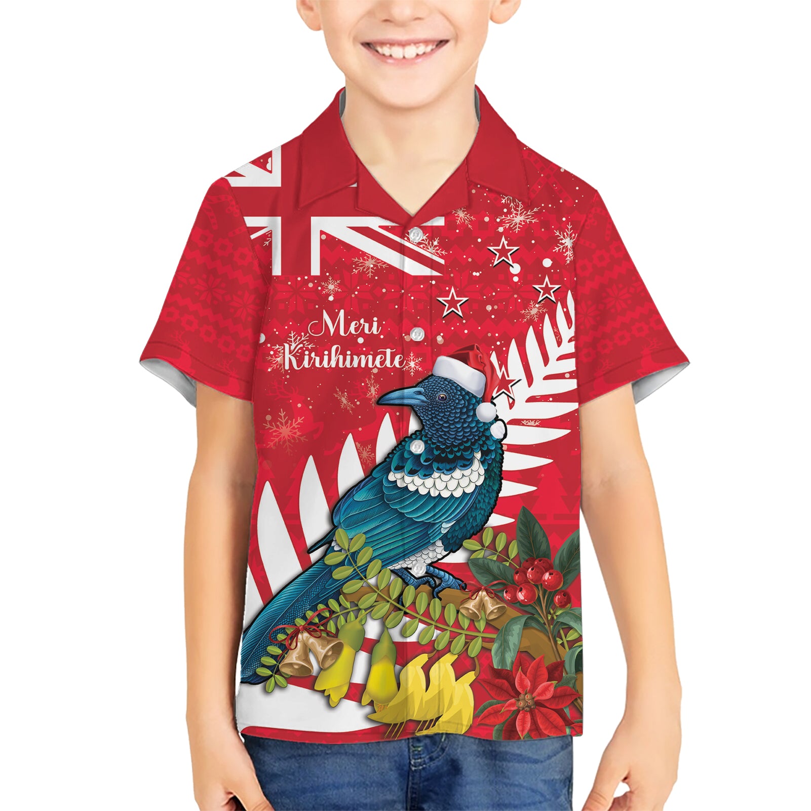 New Zealand Christmas In July Hawaiian Shirt Tui Bird With Kowhai Meri Kirihimete - Vibe Hoodie Shop