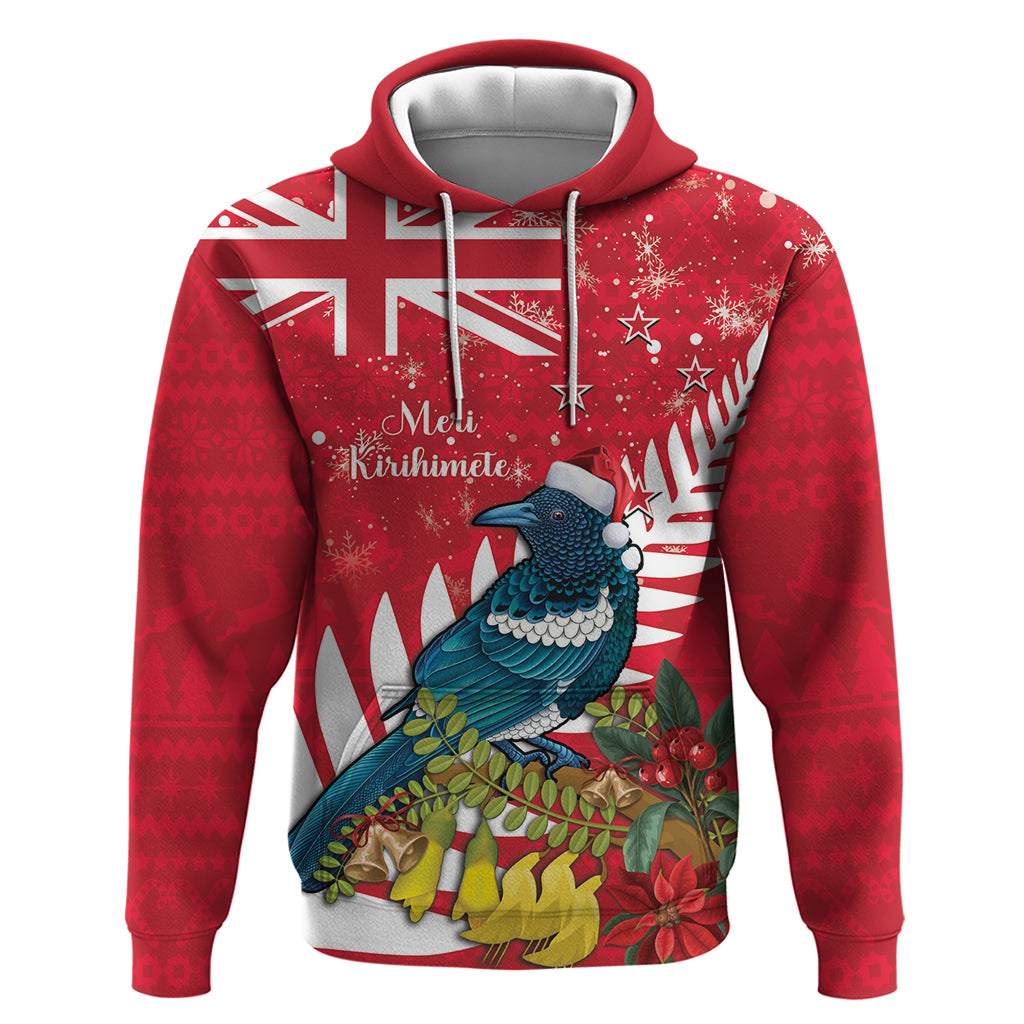 New Zealand Christmas In July Hoodie Tui Bird With Kowhai Meri Kirihimete - Vibe Hoodie Shop