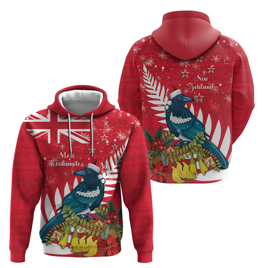 New Zealand Christmas In July Hoodie Tui Bird With Kowhai Meri Kirihimete - Vibe Hoodie Shop