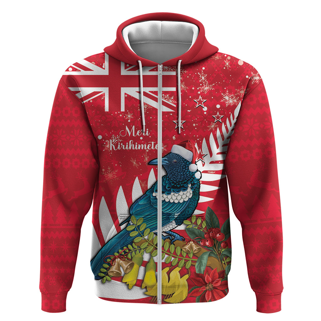 New Zealand Christmas In July Hoodie Tui Bird With Kowhai Meri Kirihimete - Vibe Hoodie Shop