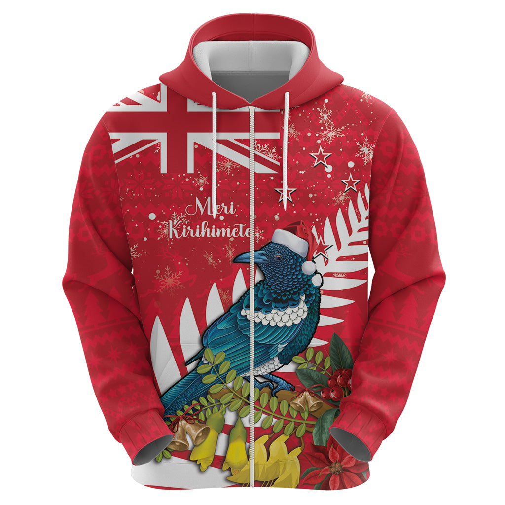 New Zealand Christmas In July Hoodie Tui Bird With Kowhai Meri Kirihimete - Vibe Hoodie Shop