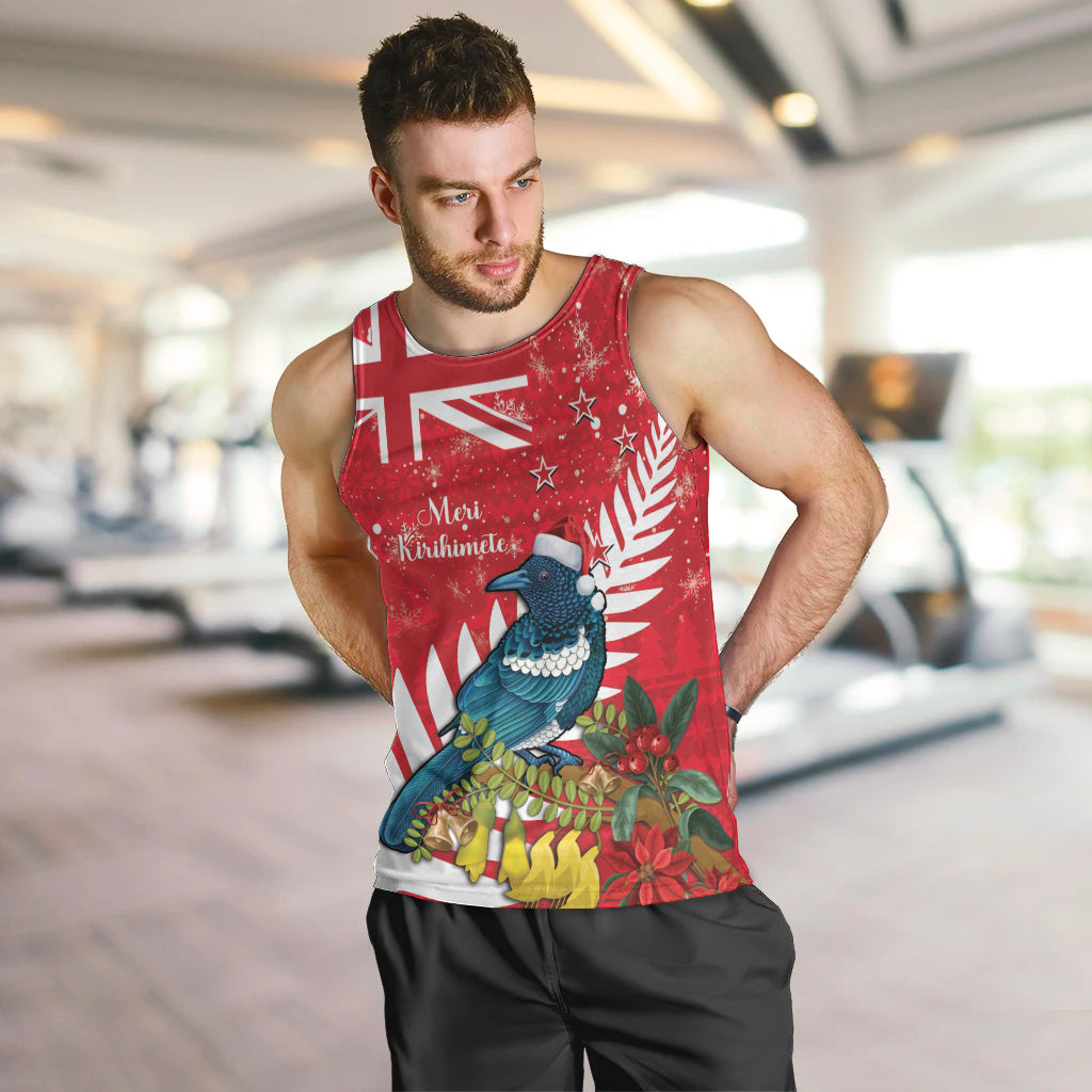 New Zealand Christmas In July Men Tank Top Tui Bird With Kowhai Meri Kirihimete - Vibe Hoodie Shop