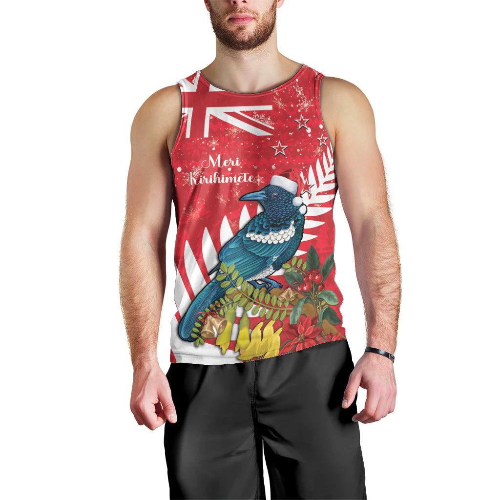 New Zealand Christmas In July Men Tank Top Tui Bird With Kowhai Meri Kirihimete - Vibe Hoodie Shop