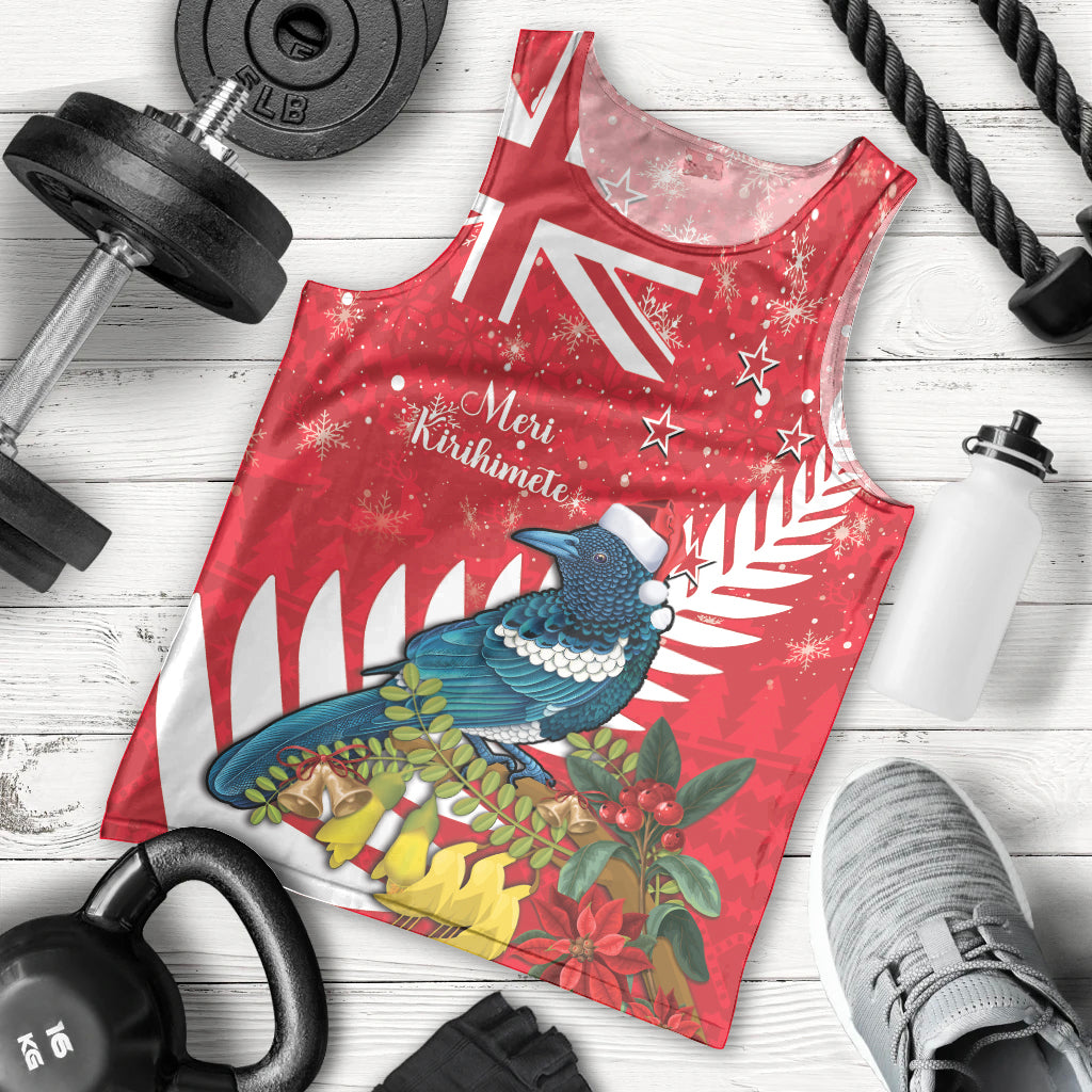 New Zealand Christmas In July Men Tank Top Tui Bird With Kowhai Meri Kirihimete - Vibe Hoodie Shop