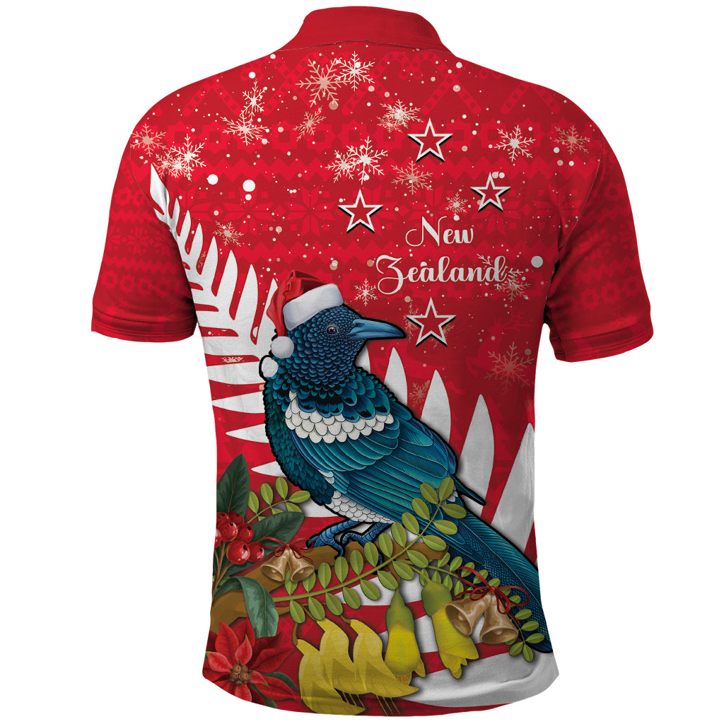 New Zealand Christmas In July Polo Shirt Tui Bird With Kowhai Meri Kirihimete - Vibe Hoodie Shop
