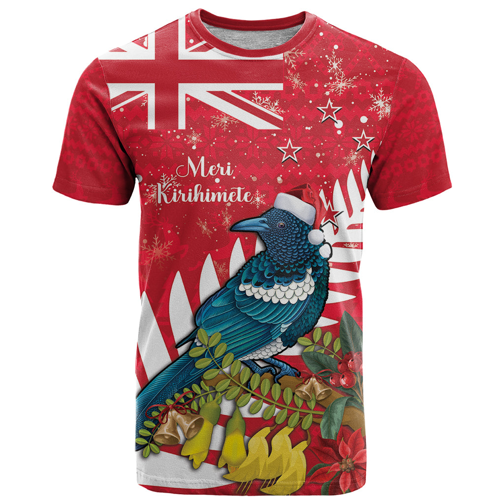 New Zealand Christmas In July T Shirt Tui Bird With Kowhai Meri Kirihimete - Vibe Hoodie Shop