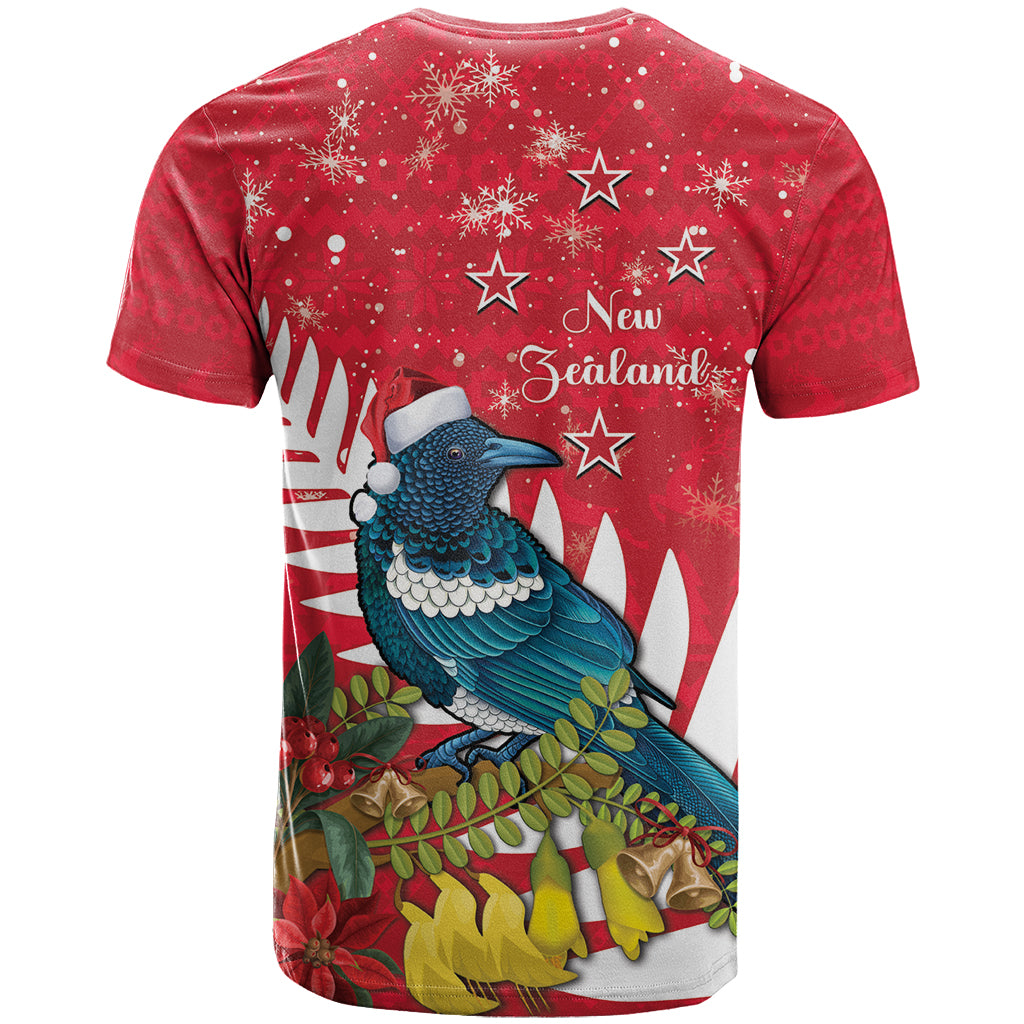 New Zealand Christmas In July T Shirt Tui Bird With Kowhai Meri Kirihimete - Vibe Hoodie Shop