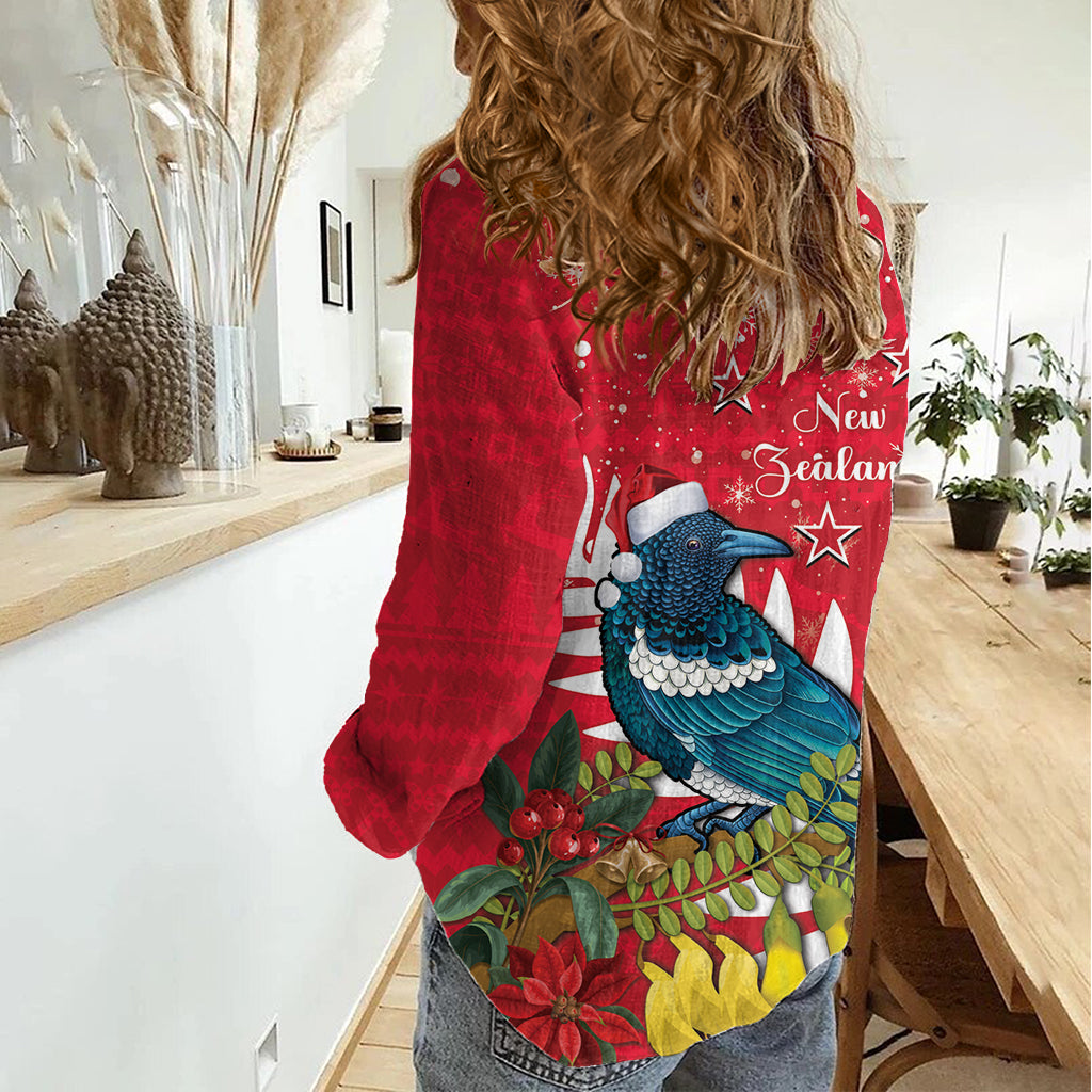 New Zealand Christmas In July Women Casual Shirt Tui Bird With Kowhai Meri Kirihimete - Vibe Hoodie Shop
