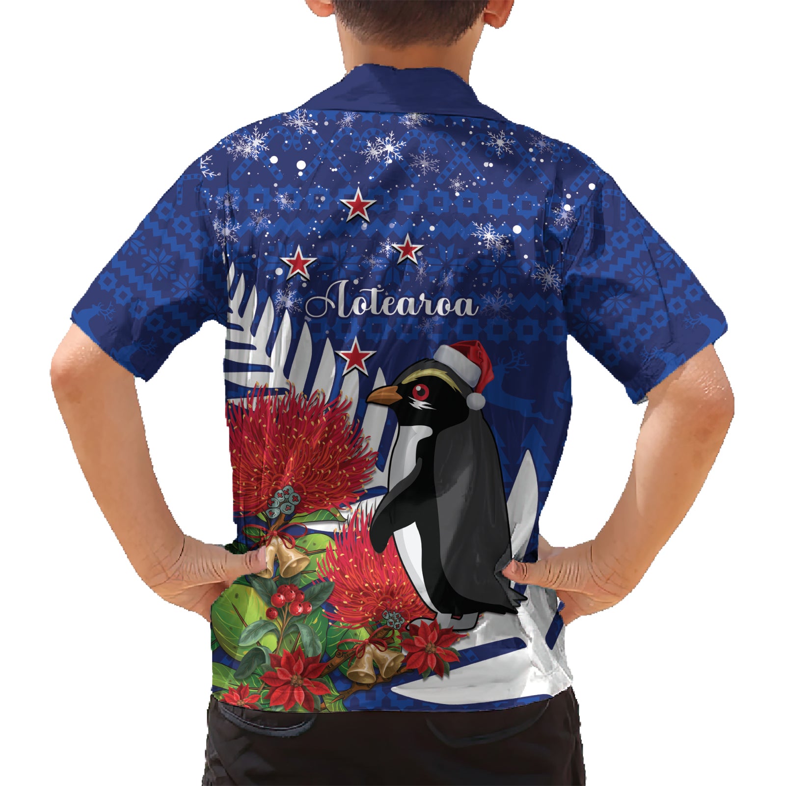 New Zealand Christmas In July Hawaiian Shirt Fiordland Penguin With Pohutukawa Flower - Vibe Hoodie Shop