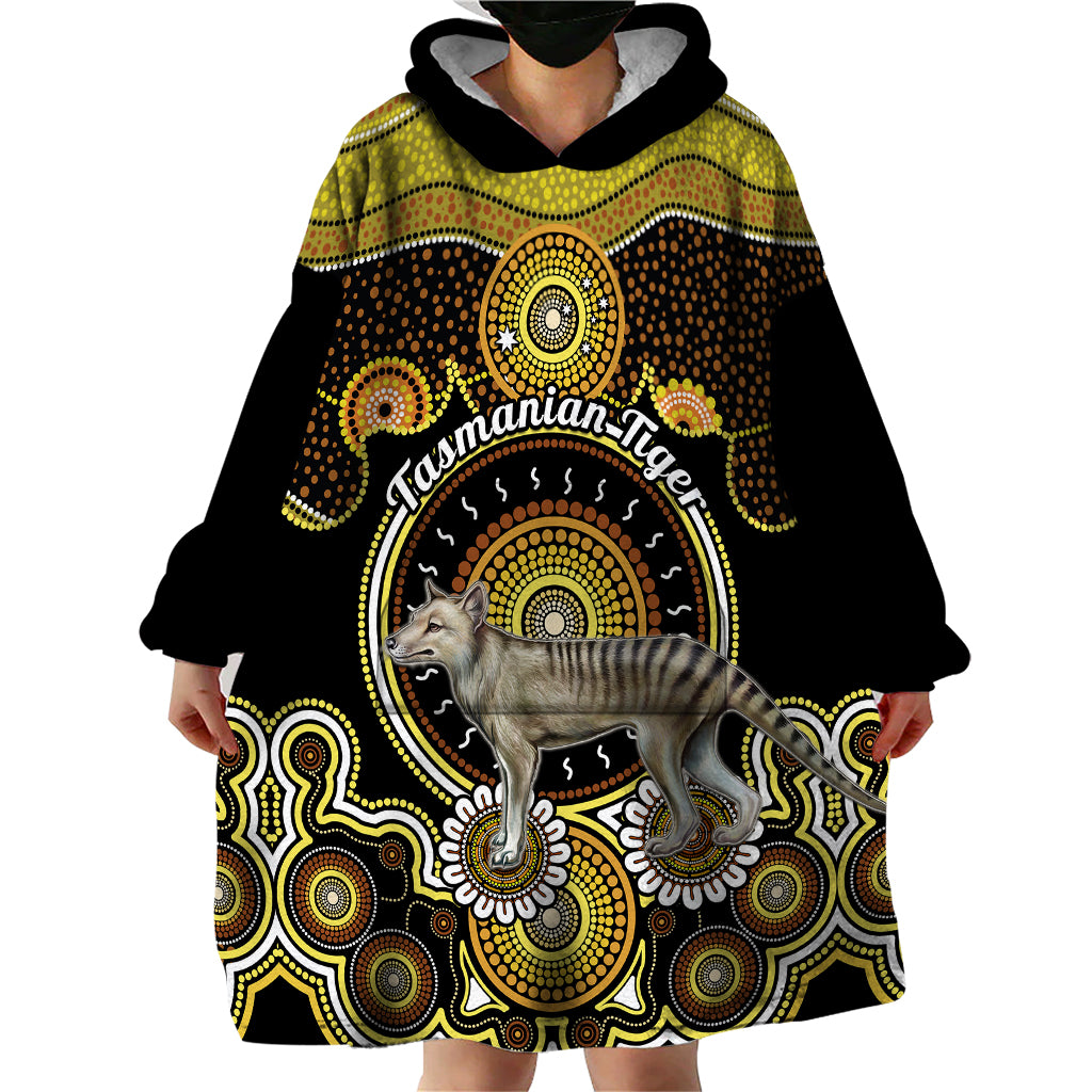 Personalised Australian Astrology Wearable Blanket Hoodie Aboriginal Tasmanian Tiger Zodiac Sign - Vibe Hoodie Shop