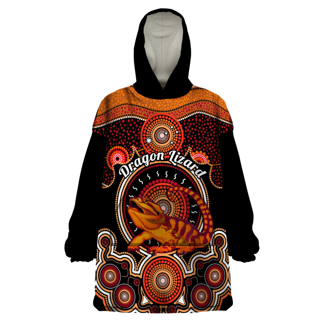 Personalised Australian Astrology Wearable Blanket Hoodie Aboriginal Dragon Lizard Zodiac Sign - Vibe Hoodie Shop