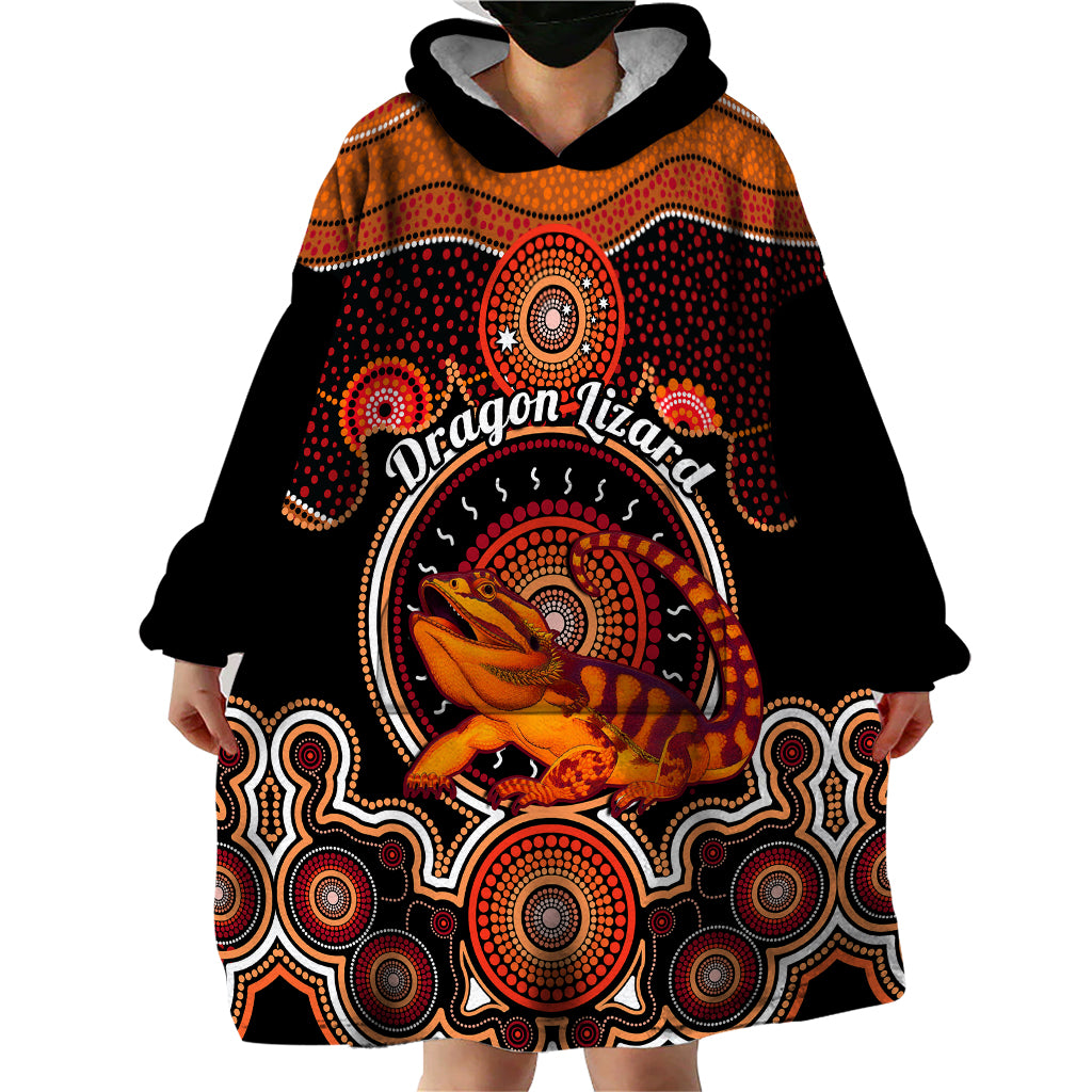 Personalised Australian Astrology Wearable Blanket Hoodie Aboriginal Dragon Lizard Zodiac Sign - Vibe Hoodie Shop