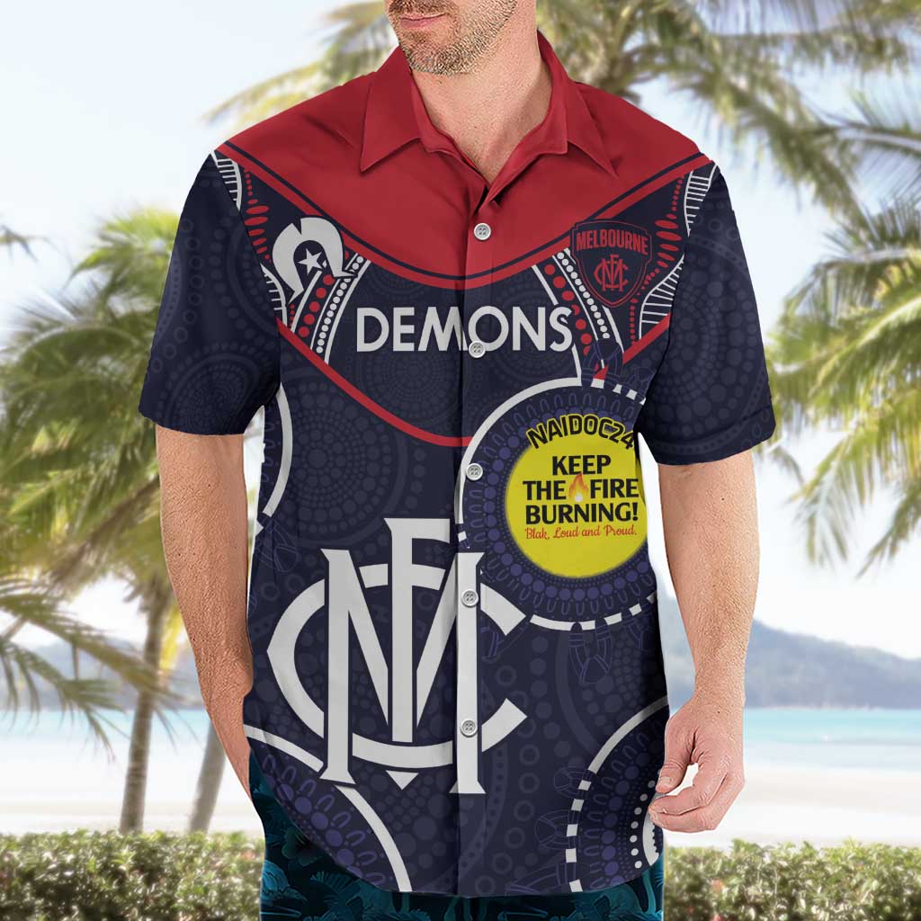 Custom AFL Demons NAIDOC Week Hawaiian Shirt Keep The Fire Burning Indigenous Art - Vibe Hoodie Shop