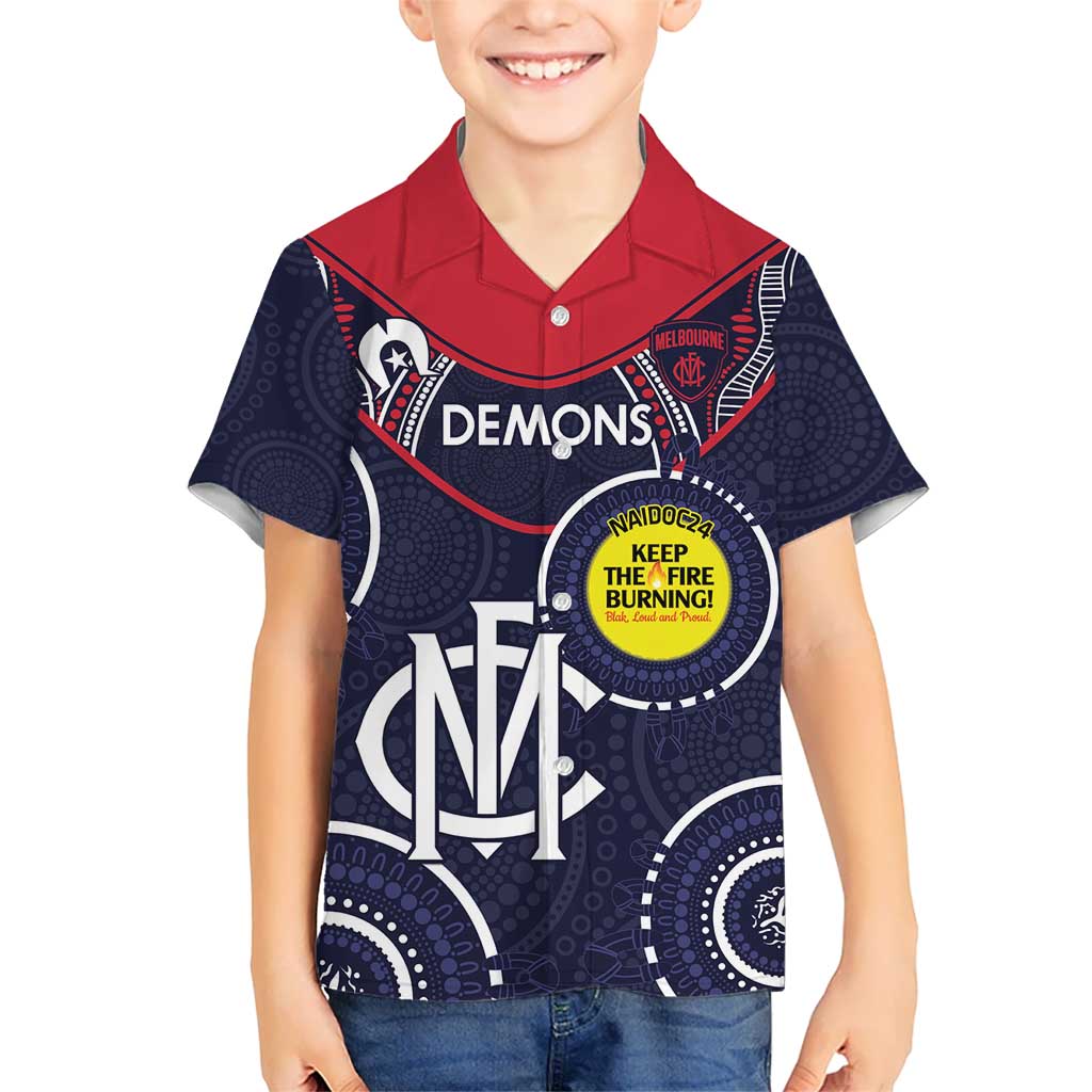 Custom AFL Demons NAIDOC Week Hawaiian Shirt Keep The Fire Burning Indigenous Art - Vibe Hoodie Shop