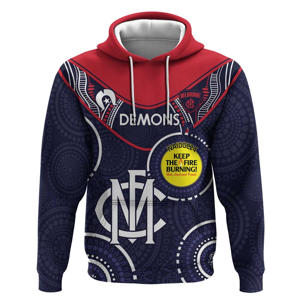 Custom AFL Demons NAIDOC Week Hoodie Keep The Fire Burning Indigenous Art - Vibe Hoodie Shop