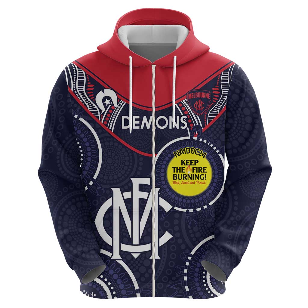 Custom AFL Demons NAIDOC Week Hoodie Keep The Fire Burning Indigenous Art - Vibe Hoodie Shop
