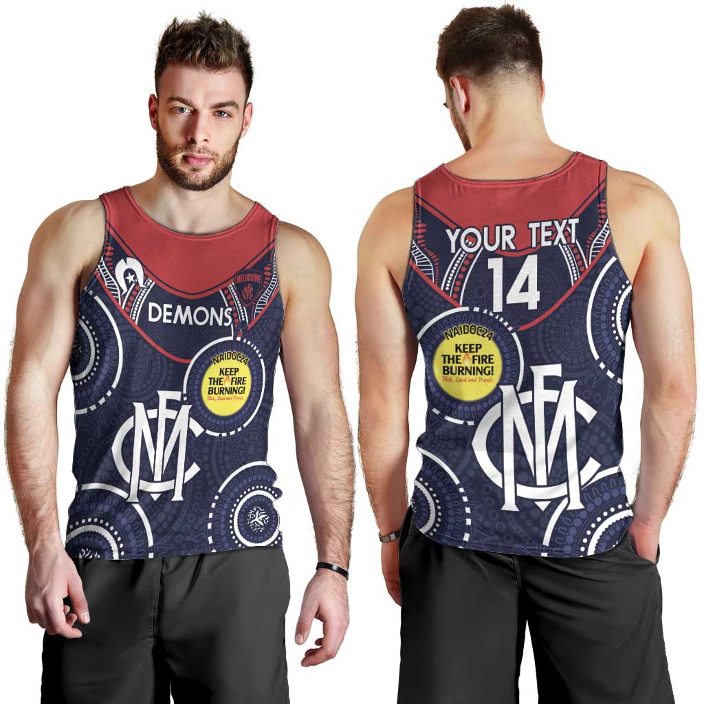 Custom AFL Demons NAIDOC Week Men Tank Top Keep The Fire Burning Indigenous Art - Vibe Hoodie Shop