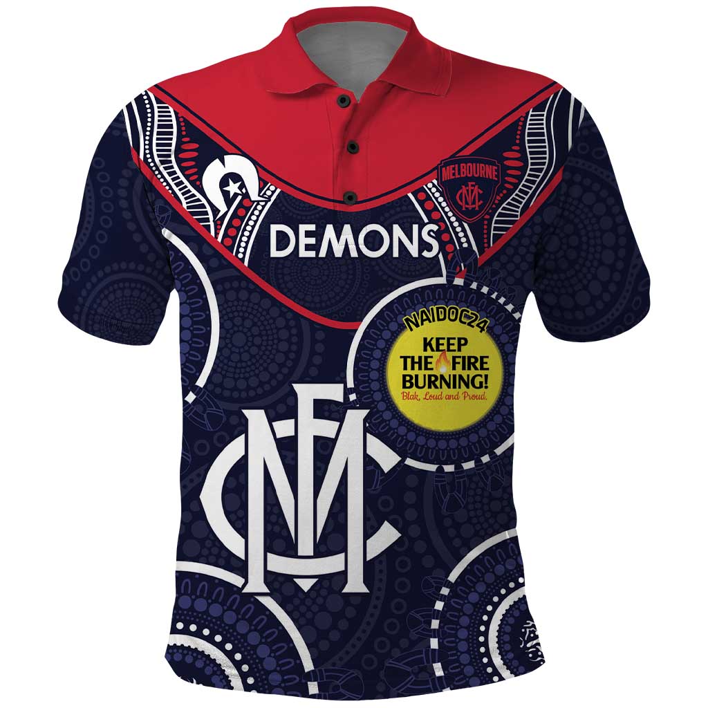 Custom AFL Demons NAIDOC Week Polo Shirt Keep The Fire Burning Indigenous Art - Vibe Hoodie Shop