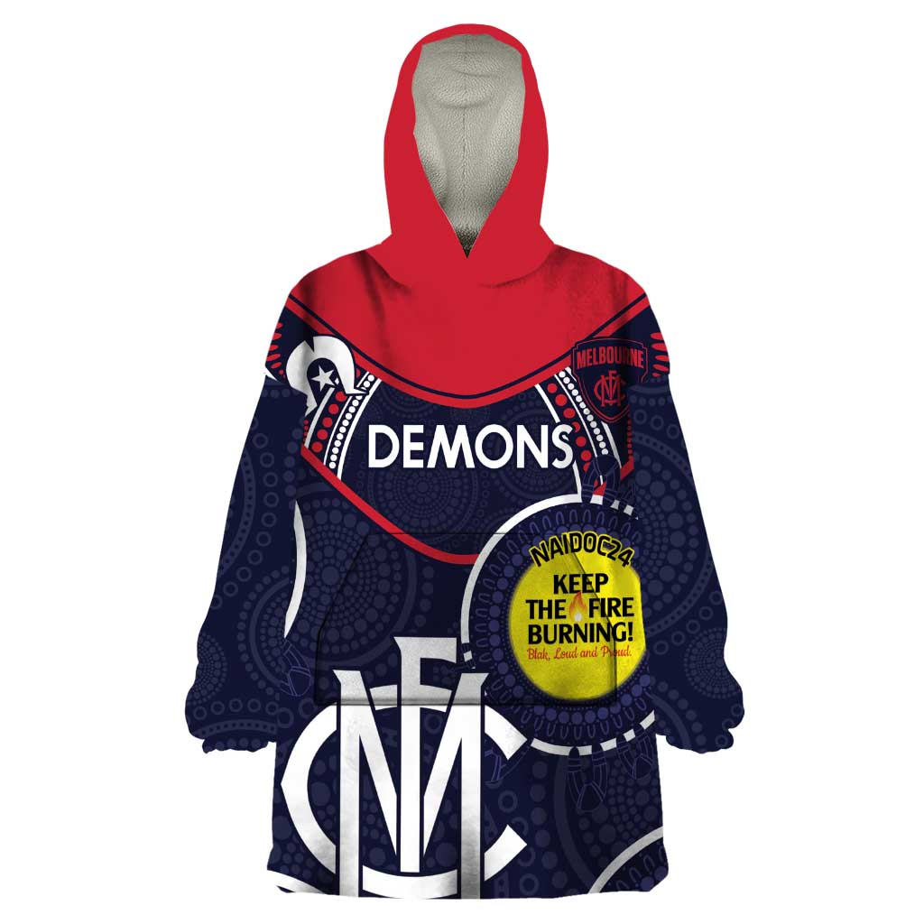 Custom AFL Demons NAIDOC Week Wearable Blanket Hoodie Keep The Fire Burning Indigenous Art - Vibe Hoodie Shop