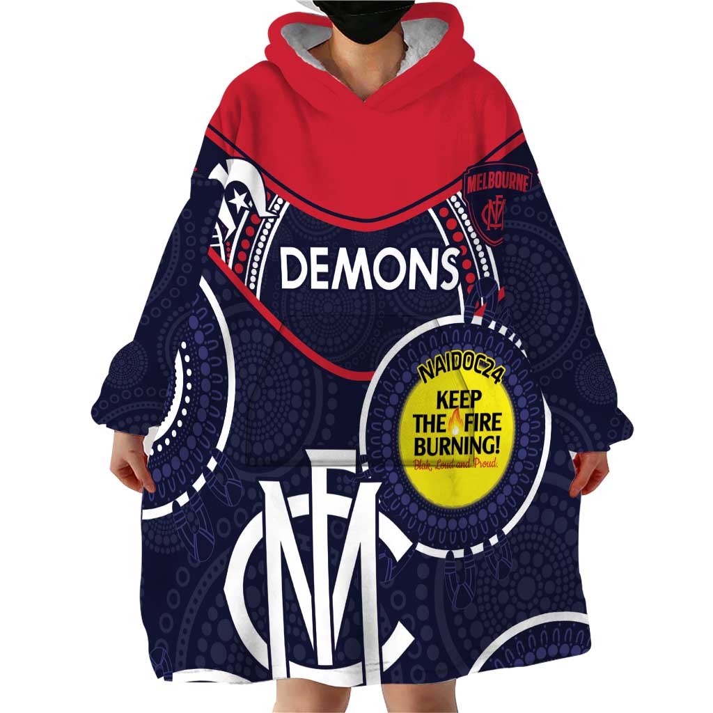 Custom AFL Demons NAIDOC Week Wearable Blanket Hoodie Keep The Fire Burning Indigenous Art - Vibe Hoodie Shop