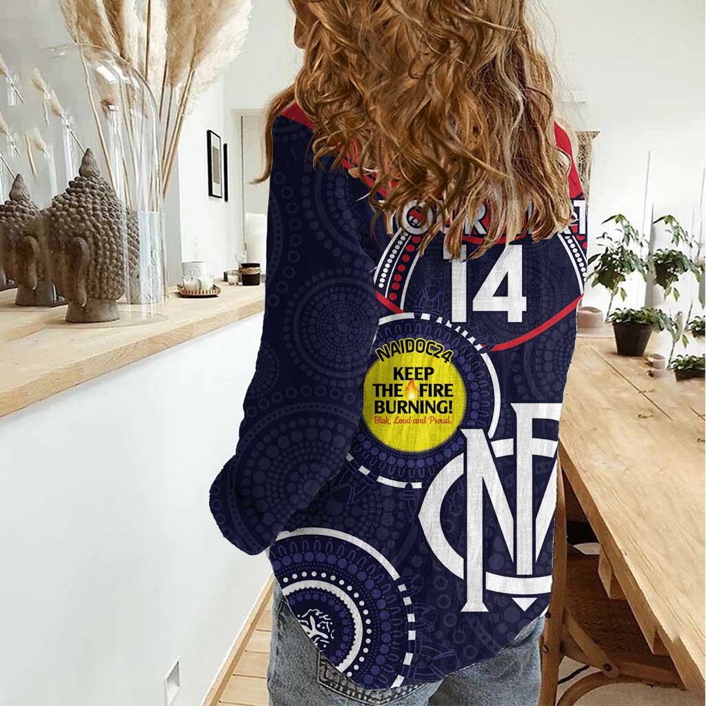 Custom AFL Demons NAIDOC Week Women Casual Shirt Keep The Fire Burning Indigenous Art - Vibe Hoodie Shop