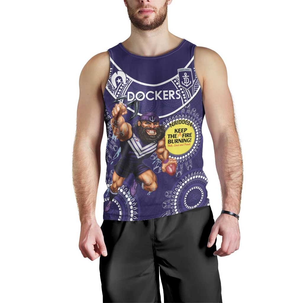 Custom AFL Dockers NAIDOC Week Men Tank Top Keep The Fire Burning Indigenous Art - Vibe Hoodie Shop