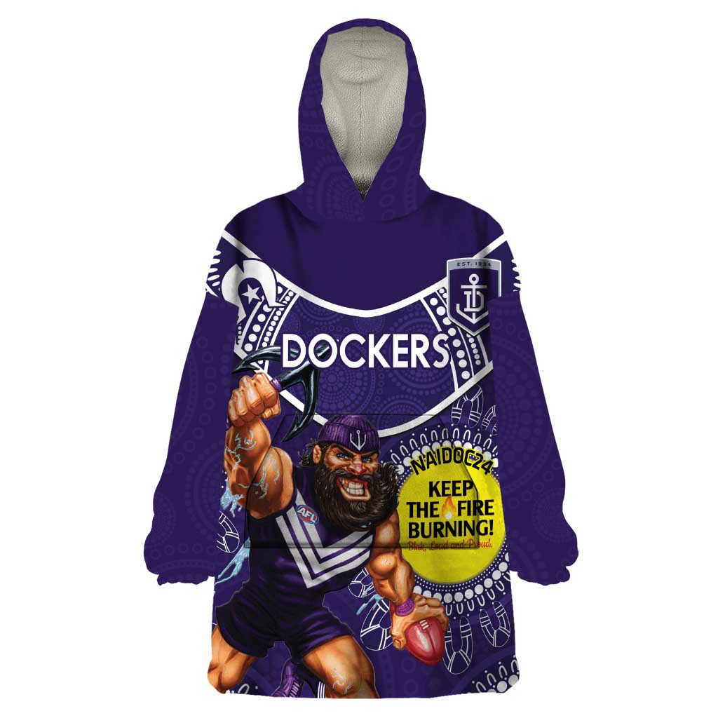 Custom AFL Dockers NAIDOC Week Wearable Blanket Hoodie Keep The Fire Burning Indigenous Art - Vibe Hoodie Shop