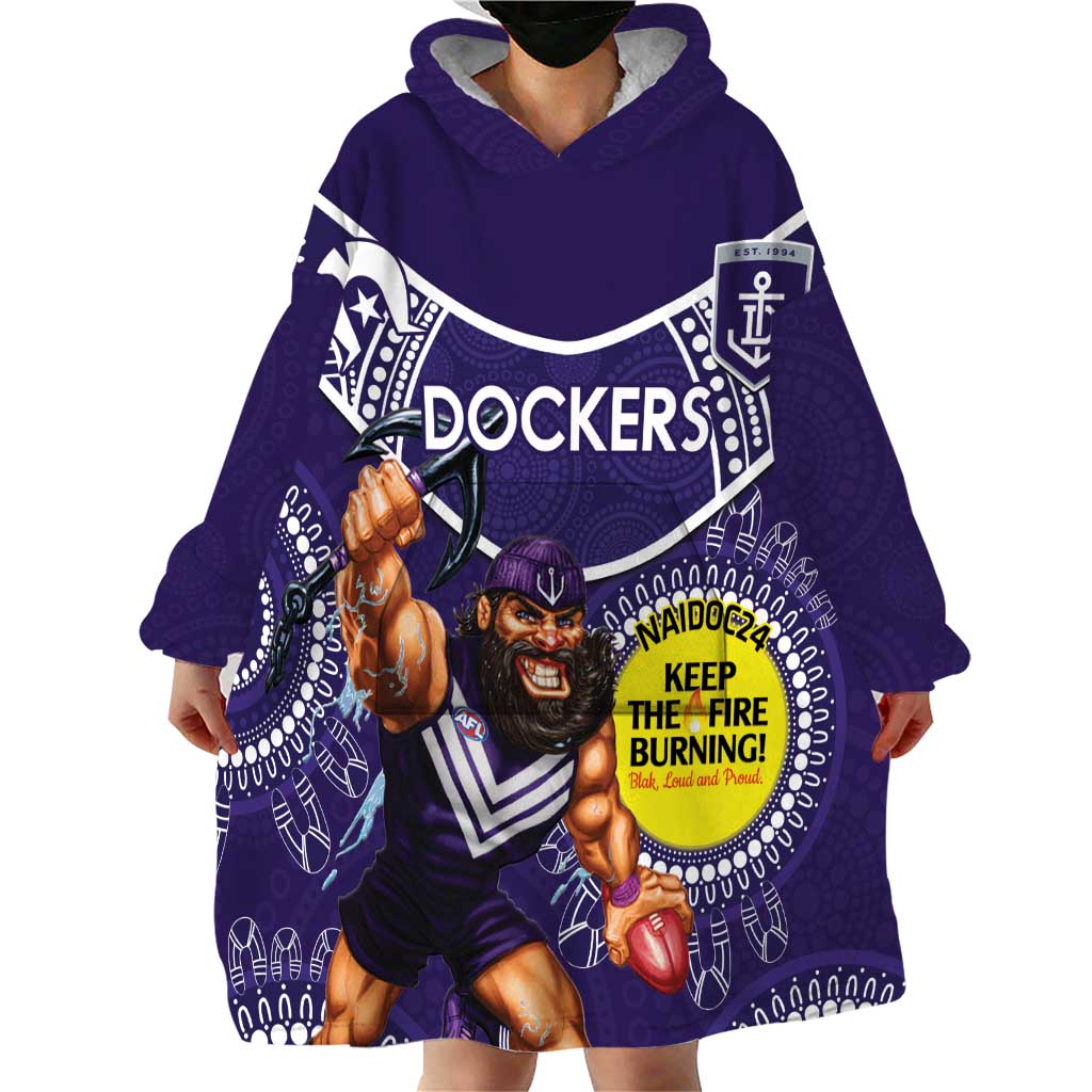 Custom AFL Dockers NAIDOC Week Wearable Blanket Hoodie Keep The Fire Burning Indigenous Art - Vibe Hoodie Shop