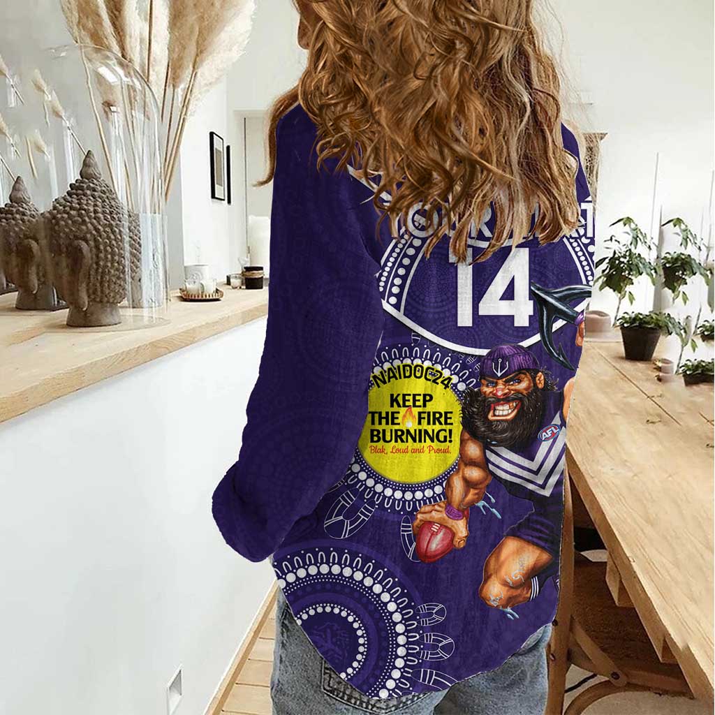 Custom AFL Dockers NAIDOC Week Women Casual Shirt Keep The Fire Burning Indigenous Art - Vibe Hoodie Shop