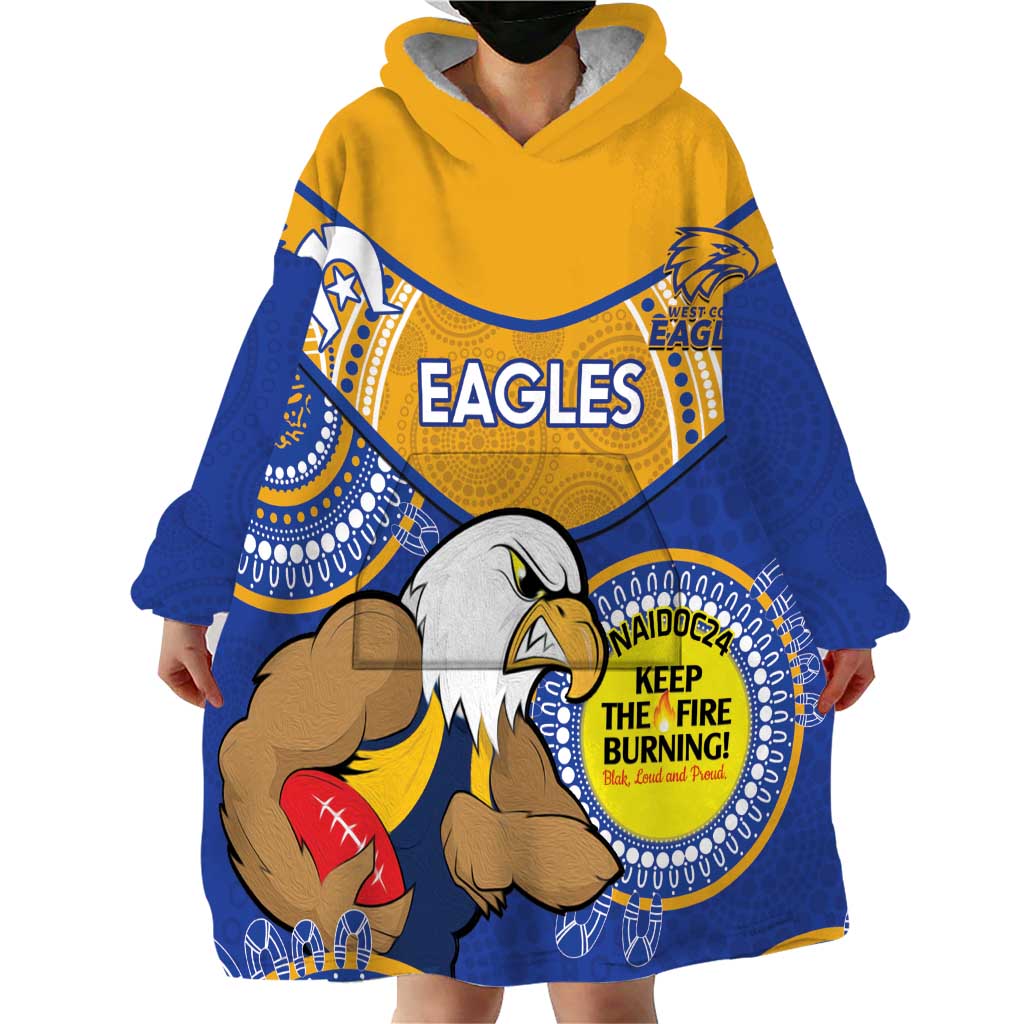 Custom AFL Eagles  NAIDOC Week Wearable Blanket Hoodie Keep The Fire Burning Indigenous Art - Vibe Hoodie Shop