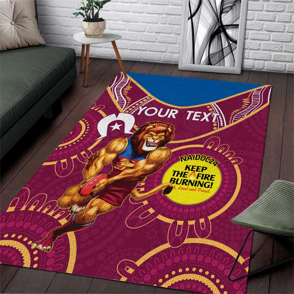 Custom AFL Brisbane Lions NAIDOC Week Area Rug Keep The Fire Burning Indigenous Art - Vibe Hoodie Shop