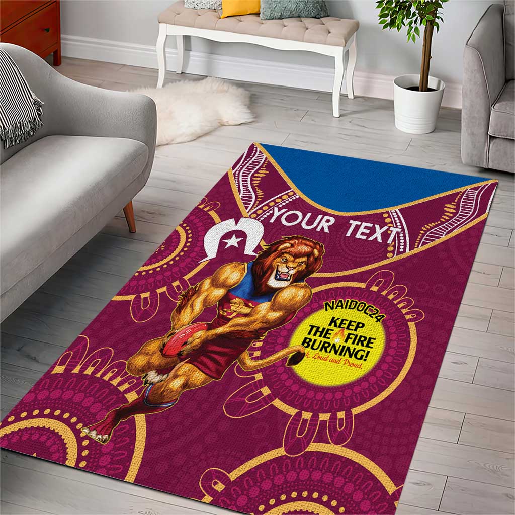 Custom AFL Brisbane Lions NAIDOC Week Area Rug Keep The Fire Burning Indigenous Art - Vibe Hoodie Shop