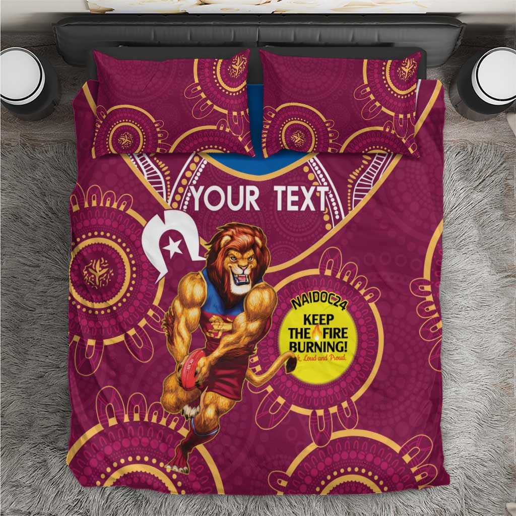Custom AFL Brisbane Lions NAIDOC Week Bedding Set Keep The Fire Burning Indigenous Art - Vibe Hoodie Shop