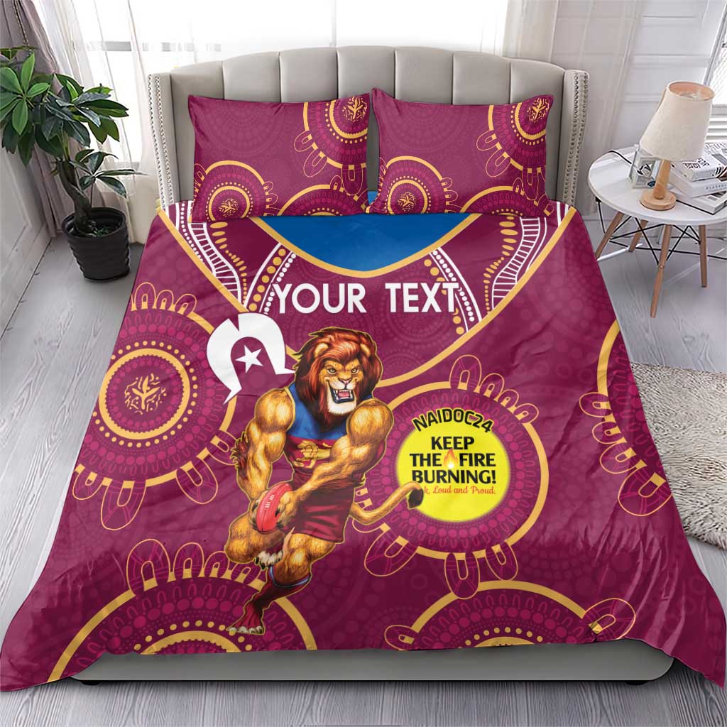 Custom AFL Brisbane Lions NAIDOC Week Bedding Set Keep The Fire Burning Indigenous Art - Vibe Hoodie Shop