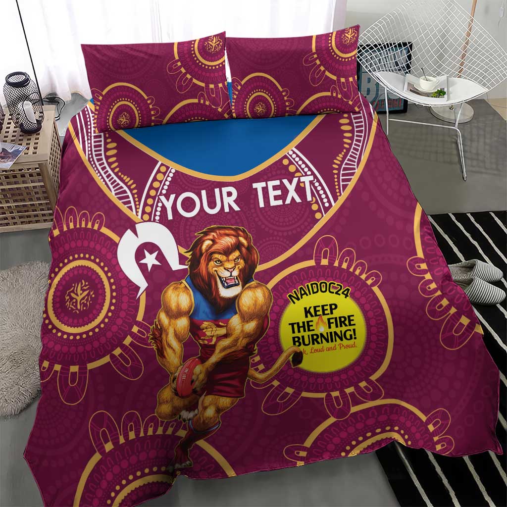 Custom AFL Brisbane Lions NAIDOC Week Bedding Set Keep The Fire Burning Indigenous Art - Vibe Hoodie Shop