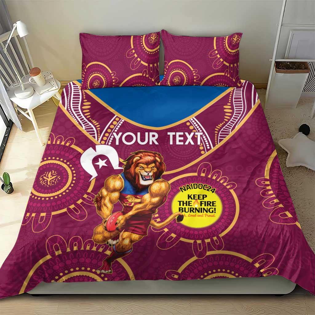 Custom AFL Brisbane Lions NAIDOC Week Bedding Set Keep The Fire Burning Indigenous Art - Vibe Hoodie Shop