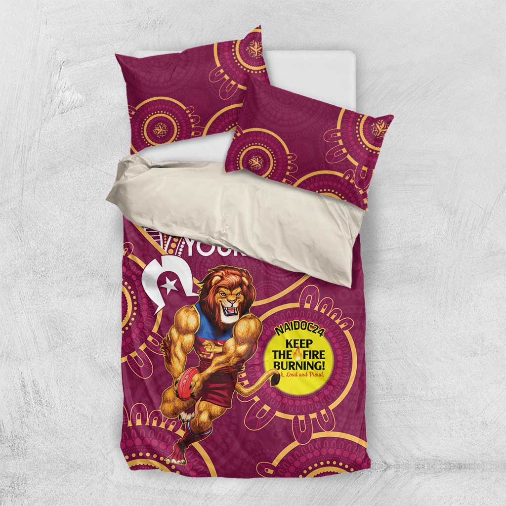 Custom AFL Brisbane Lions NAIDOC Week Bedding Set Keep The Fire Burning Indigenous Art - Vibe Hoodie Shop