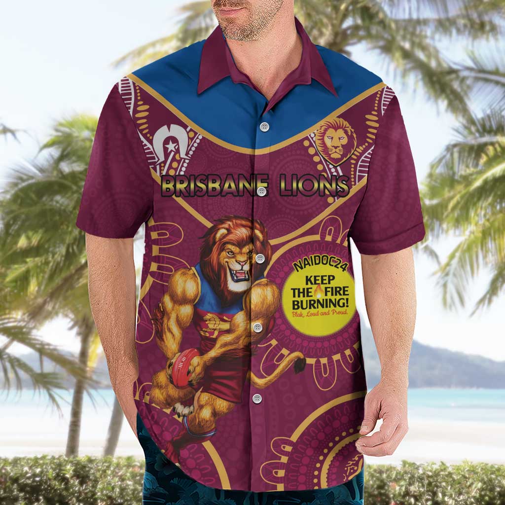 Custom AFL Brisbane Lions NAIDOC Week Hawaiian Shirt Keep The Fire Burning Indigenous Art - Vibe Hoodie Shop