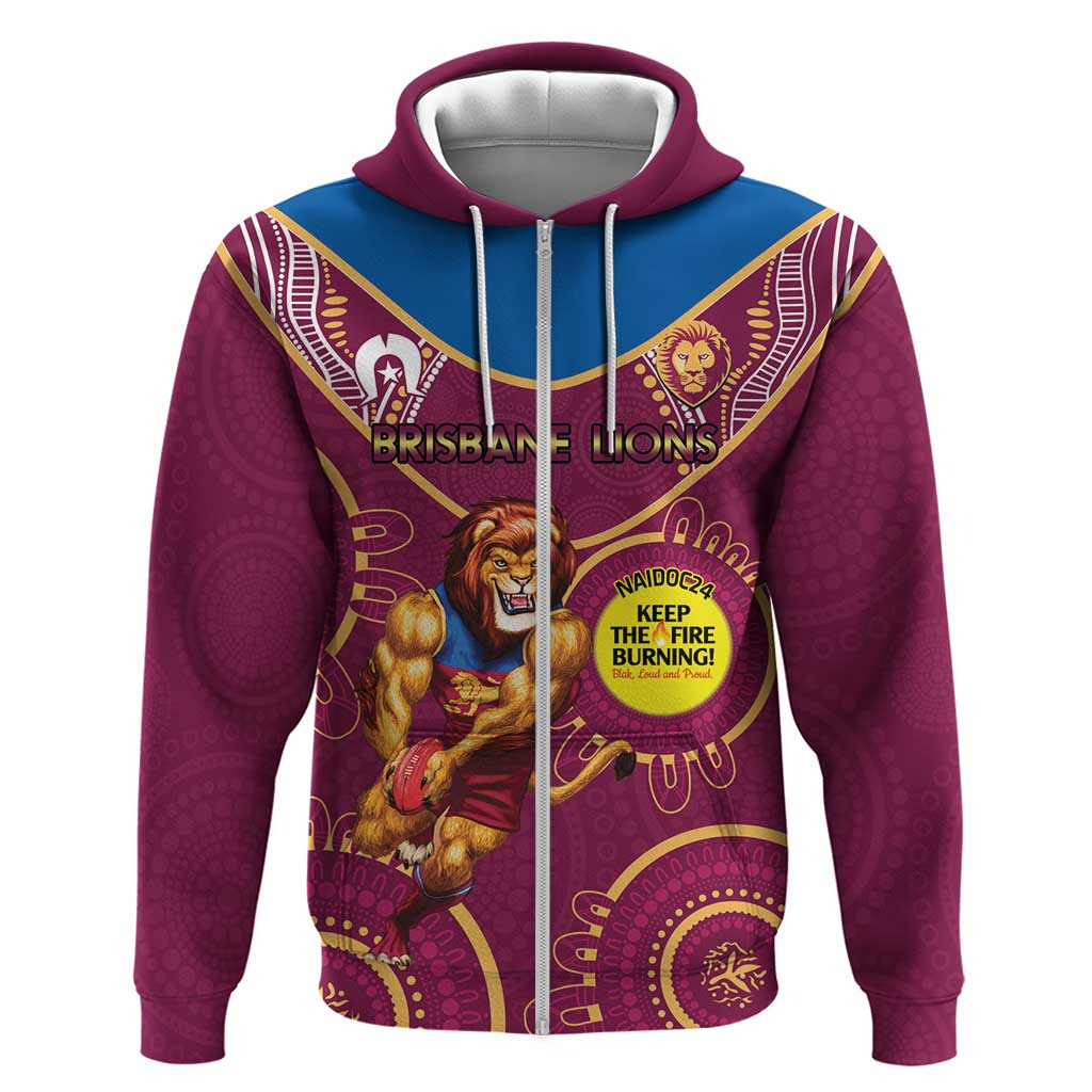 Custom AFL Brisbane Lions NAIDOC Week Hoodie Keep The Fire Burning Indigenous Art - Vibe Hoodie Shop